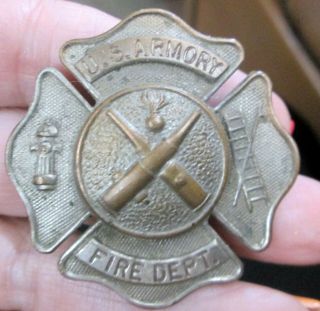 Vintage Us Armory Fire Dept Badge