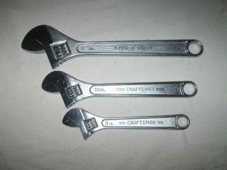 Vintage Craftsman Adjustable Wrench Set,  12 " 10 " 8 ",  44605 44604 44603,  Usa,  Exc