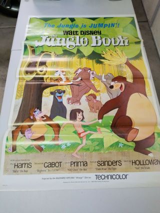 Vintage The Jungle Book Walt Disney 1 - Sheet Movie Poster Animation 1967