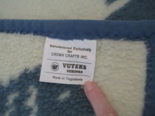 Vintage RARE Vuteks Crown Crafts Plush Blue White Black Sheep Blanket Throw 4