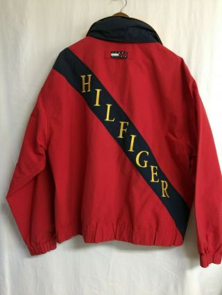 Vintage Mens Tommy Hilfiger Color Block Multicolor Spell Out Jacket Size Xl 90s