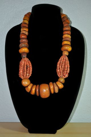 Vintage African Necklace Made From Bakelite Beads,  From Before 1970 26 In Long