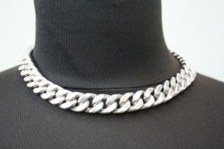 Vintage Stirling Silver Curb Link Necklace/chain With Extra Links,  270 Grams
