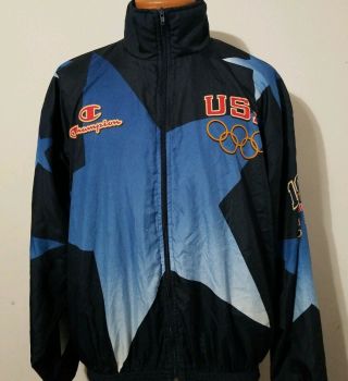 Vtg 90s Olympics Champion 1996 Usa Star Atlanta Windbreaker Xl Jacket