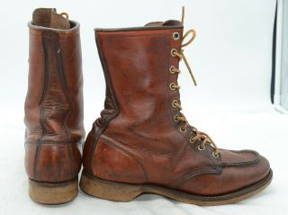 Vtg Red Wing Boots Mens Sz 7 Oiled Leather Packer Work Hunting Laced Boots 2