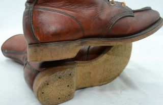 Vtg Red Wing Boots Mens Sz 7 Oiled Leather Packer Work Hunting Laced Boots 4