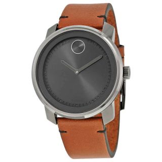 Movado Bold Grey Dial Brown Leather Men 