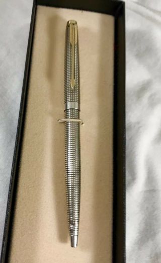 Vintage 1970s Parker 75 Sterling Silver Cisele Dish Top Click Ballpoint Pen Usa