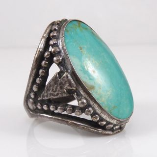 Vtg Native American Sterling Silver Blue Turquoise Arrowhead Ring Sz 10 Qxl4