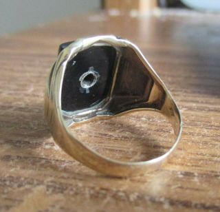 Antique Vintage Mens Art Deco Black Onyx 10k Solid Gold Ring 5 - 6 Grams 4