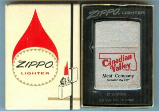 Vintage Nos Canadian Valley Meat Packing Zippo Lighter & Box