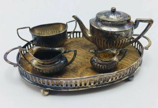Antique English Sterling Silver Miniature Tea Set