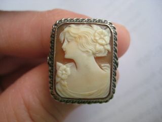 Vintage Antique Carved Shell Cameo Ring Sz 7