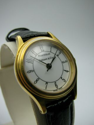 Tiffany & Co Vintage Estate Portfolio 18k Gold Plate Stainless Steel Swiss Watch