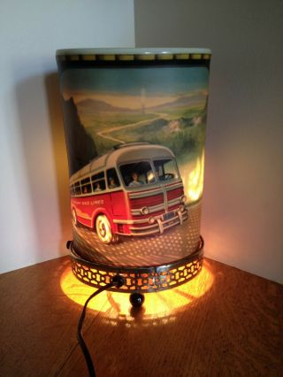 1962 Econolite Rare Oval And Hand Printed Truck And Bus Motion Lamp