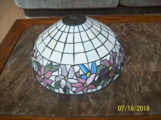 Tiffany Style Vintage Stain Glass Colorful Floral & Square Pattern Lamp Shade