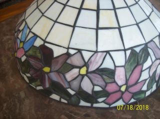Tiffany Style Vintage Stain Glass Colorful Floral & Square Pattern Lamp Shade 3