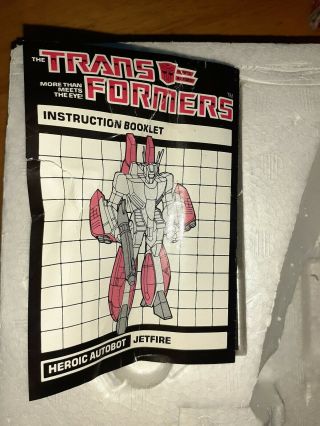 Vintage 1984 1985 Transformers G1 Jetfire Autobot w/original box & instructions 12