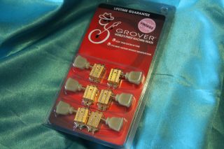 Grover Vintage 135 Series Tuners,  Gold,  Vintage Style Plastic Crown Buttons,  135g