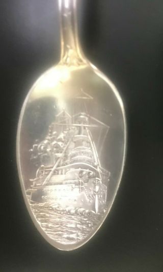 Sterling Souvenir Spoon Christening Of Battleship Wisconsin 1898 Fredrick Pabst