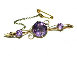 Magnificent,  Antique,  Victorian 9ct 9k 375 Gold Natural Amethyst Brooch Pin