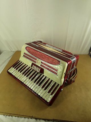 Vintage Milanti Accordion Made In Italy Red And White