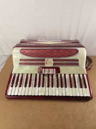 Vintage Milanti Accordion Made in Italy Red and White 2