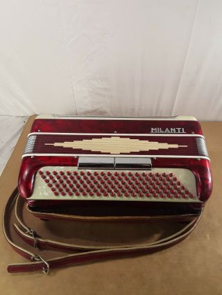 Vintage Milanti Accordion Made in Italy Red and White 3