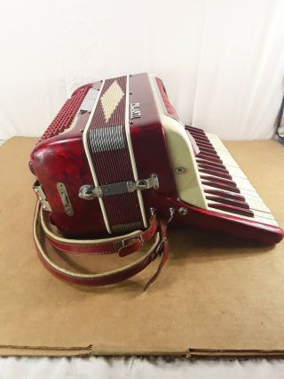 Vintage Milanti Accordion Made in Italy Red and White 4