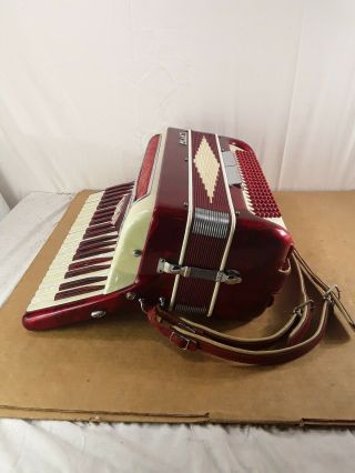 Vintage Milanti Accordion Made in Italy Red and White 5