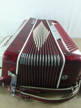 Vintage Milanti Accordion Made in Italy Red and White 6