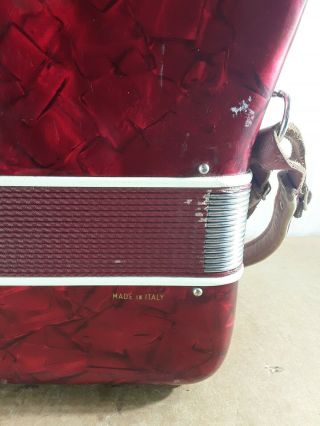Vintage Milanti Accordion Made in Italy Red and White 8
