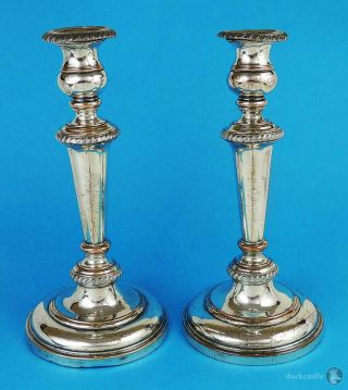 Smart Pair George Iii Old Sheffield Plate Candlesticks C1815 10 Inches