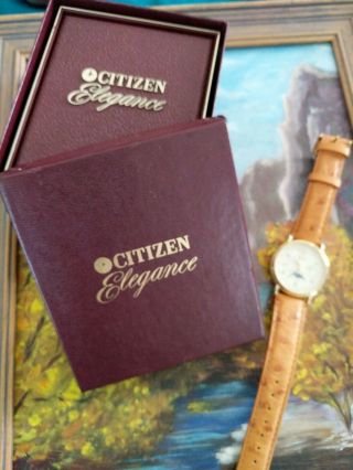 Vintage Citizen Masterpiece Elegance Perpetual Moon Phase Watch Ostrich Band 9