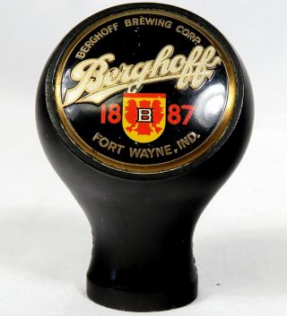 Vintage Berghoff Brewing Beer Ball Tap Knob Handle Black White Logo Fisher