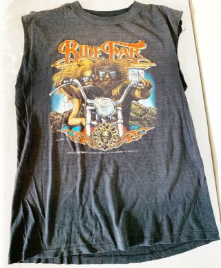 Vintage 1986 Easy Rider 3d Emblem Sleevless Shirt M Ride Far Gd