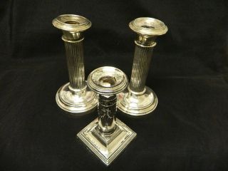 3 Antique/vintage Henry Freeman? Solid Silver Candle Stick Holders