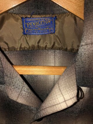 VTG 50s 60s Pendleton Board Shirt L Flap Pocket Loop Collar Wool Shadow Plaid 4