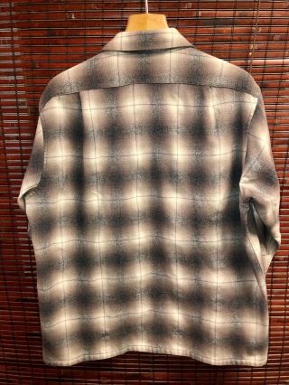 VTG 50s 60s Pendleton Board Shirt L Flap Pocket Loop Collar Wool Shadow Plaid 5