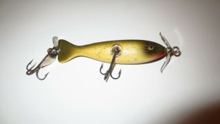 Vintage Paw Paw Bait Co.  Wounded Trout Surface Minnow Lure Silver Flitter Paint