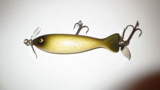 Vintage Paw Paw Bait Co.  Wounded Trout Surface Minnow Lure Silver Flitter Paint 2