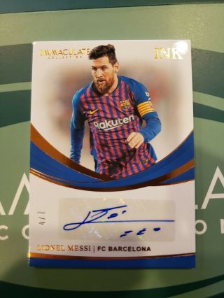 2018 - 19 Immaculate Soccer Lionel Messi Bronze Ink Auto 4/7 Fc Barcelona Rare
