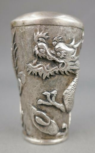 Fine Antique Chinese Woshing Sterling Silver Export Dragon Walking Stick Handle