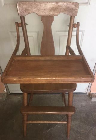 Vintage Baby Wooden Highchair With Tray Wood High Chair