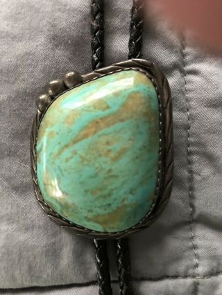 Vintage Bolo Tie Pendant And Turquoise Sterling Silver Native American