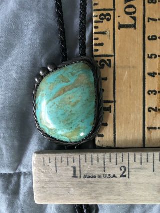Vintage Bolo Tie Pendant and Turquoise Sterling Silver Native American 3