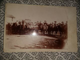Vintage 1893 Chadron Nebraska Ne Ready To Start Cowboy Race Postcard Rppc Auth.