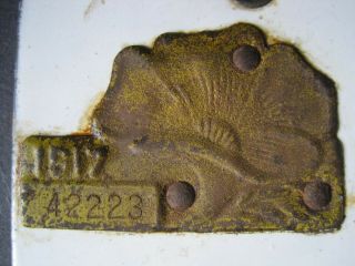 Vintage 1917 California Porcelain License Plate With Matching Poppy Tag 2