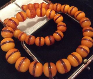 Vintage Art Deco Jewellery Stunning Real Amber Bead Necklace