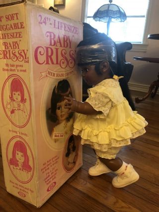 Life Size 24” IDEAL Baby Crissy Black Doll 1973M NIB AA Wow 4